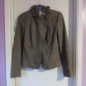 Banana Republic Women's Herringbone Italian Wool Blazer Brown Size 4